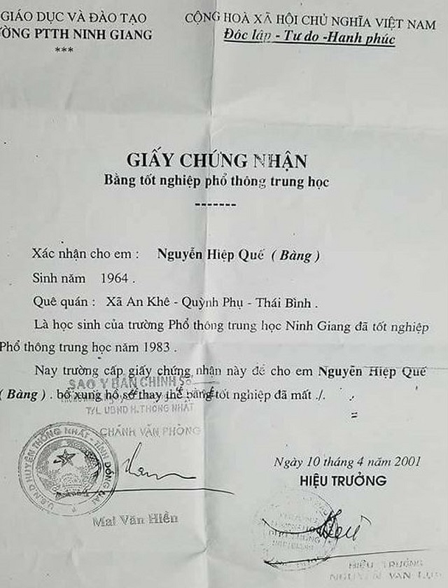 Đồng Nai: Cán bộ phòng KT hạ tầng sử dụng bằng cấp không hợp pháp