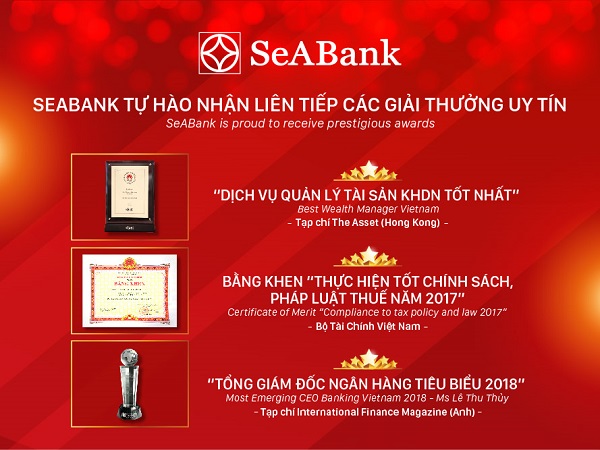 SeABank tự hào nhận liên tiếp các giải thưởng uy tín