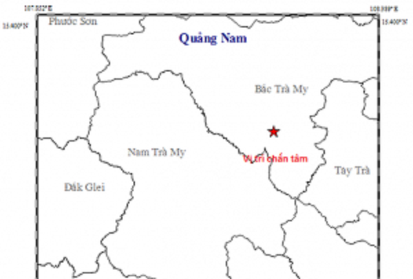 Quảng Nam: Động đất 2,7 độ richter tại huyện Bắc Trà My