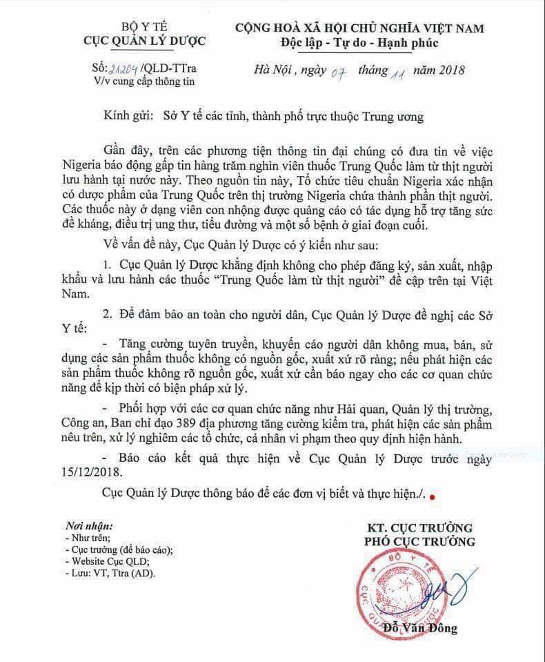 Cục Quản lý dược cấm lưu hành thuốc Trung Quốc làm từ thịt người tại Việt Nam - Hình 2