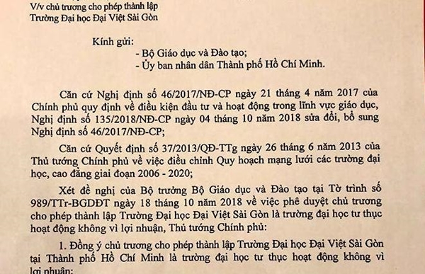 Chính phủ đồng ý chủ trương cho phép thành lập Trường ĐH Đại Việt Sài Gòn - Hình 1