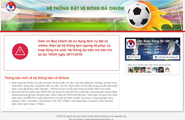 10h hôm nay (29/11), VFF tiếp tục bán vé online trận Việt Nam & Philippines - Hình 1
