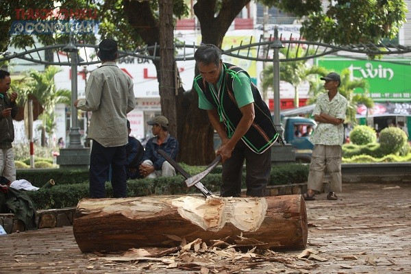 Trình diễn nghệ thuật tạc tượng gỗ dân gian tại Festival Cồng chiêng Tây Nguyên 2018 - Hình 2