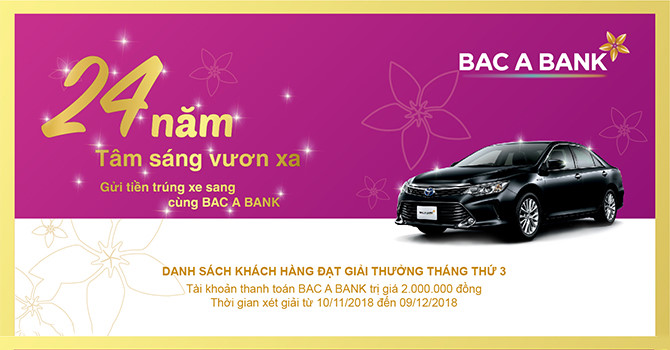 BAC A BANK - “24 năm tâm sáng vươn xa” với gần 5 triệu cơ hội trúng giải thưởng lớn