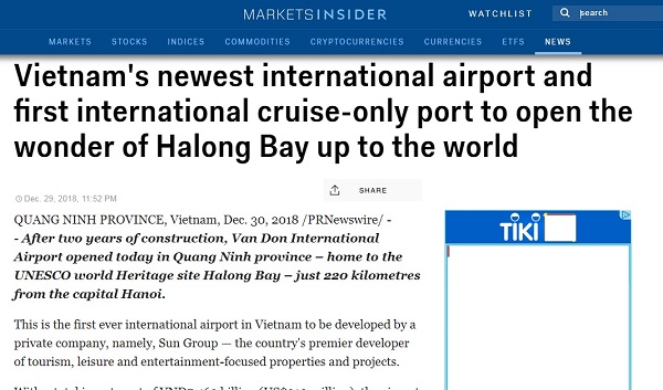 Truyền thông quốc tế đặc biệt chú ý tới sân bay Vân Đồn - Hình 2