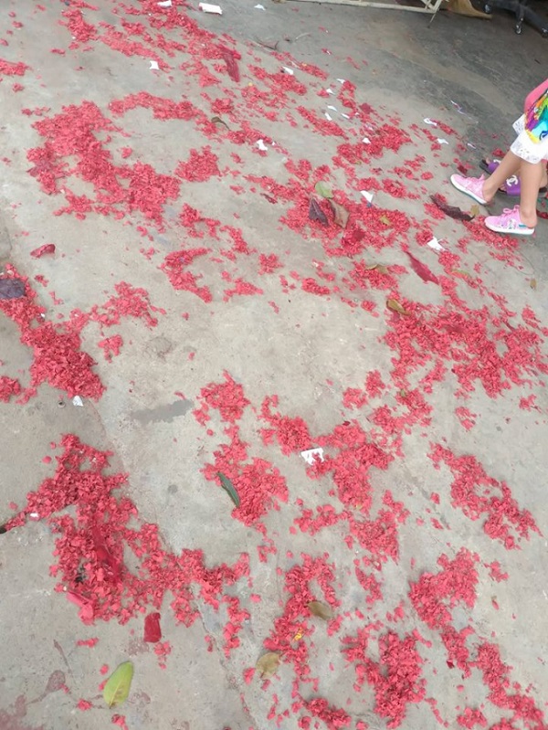 Nghệ An: Xác pháo vương vãi khắp mặt đường sau đêm Giao thừa