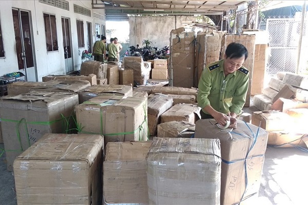 Vĩnh Long: Bắt giữ hơn 300 thùng chứa mỹ phẩm không rõ nguồn gốc - Hình 1