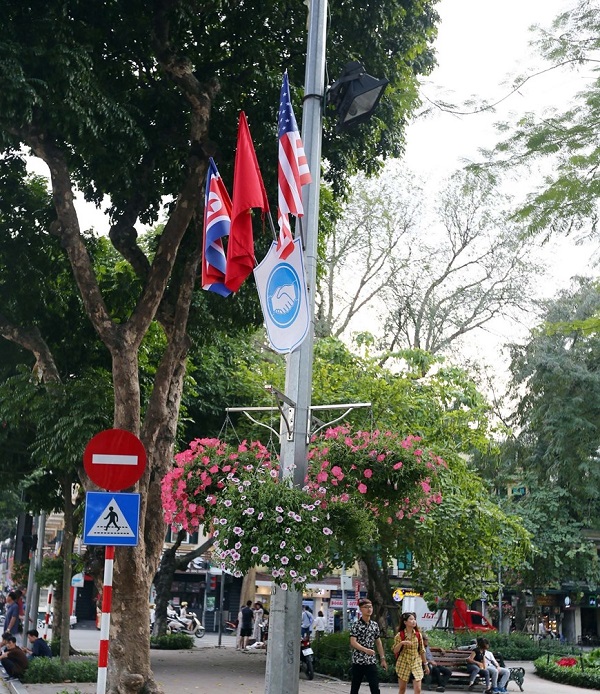 Đường phố Hà Nội rợp cờ hoa, cây cảnh chào đón Hội nghị Thượng đỉnh Mỹ - Triều Tiên lần 2 - Hình 4