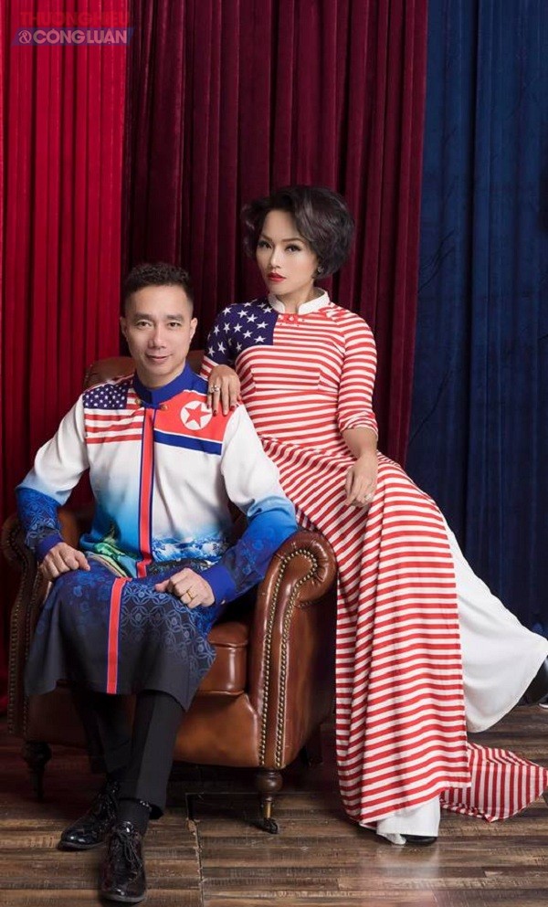 Ca sĩ Thái Thùy Linh thể hiện thần thái xuất sắc khi diện áo dài cờ Mỹ - Triều Tiên - Hình 4
