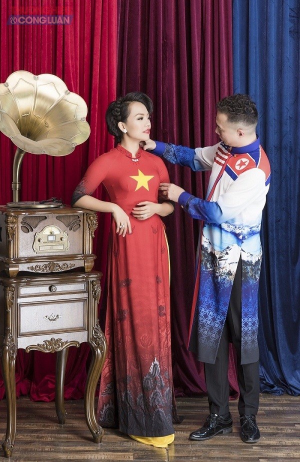 Ca sĩ Thái Thùy Linh thể hiện thần thái xuất sắc khi diện áo dài cờ Mỹ - Triều Tiên - Hình 6