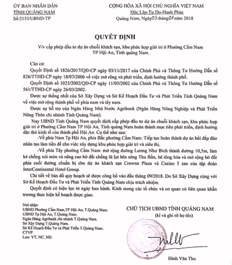 Quảng Nam: Giả mạo văn bản Chủ tịch tỉnh “duyệt dự án khủng” - Hình 1