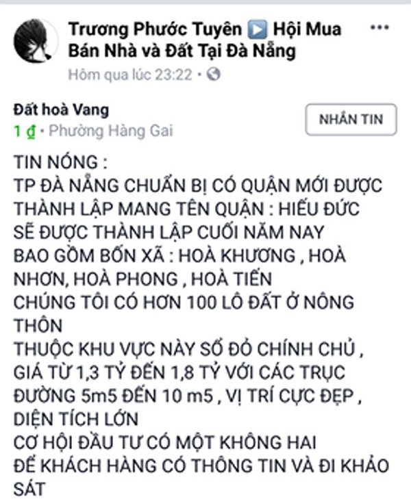Đà Nẵng: Phủ nhận thông tin tách 4 xã huyện Hòa Vang để lập quận mới - Hình 1