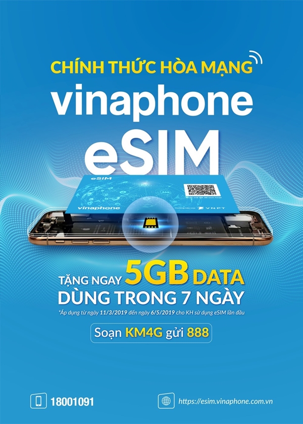 VinaPhone cung cấp eSIM miễn phí cho khách hàng trên toàn quốc