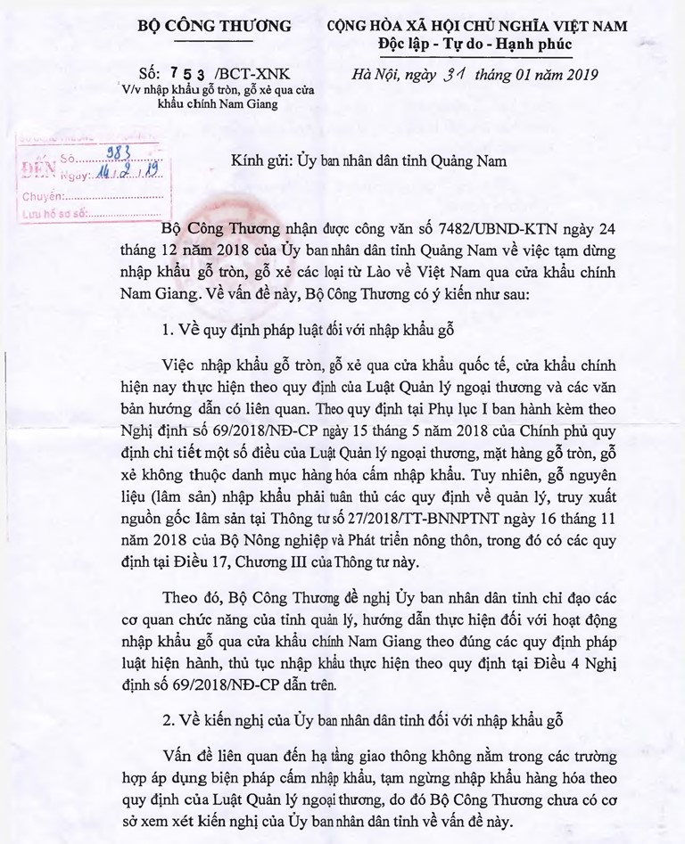 Bộ Công thương yêu cầu Quảng Nam làm đúng luật việc tạm cấm XNK gỗ - Hình 1