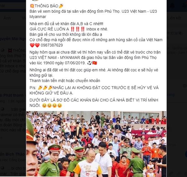 VFF cảnh báo thông tin vé giả trước trận U23 Việt Nam vs U23 Myanmar - Hình 2