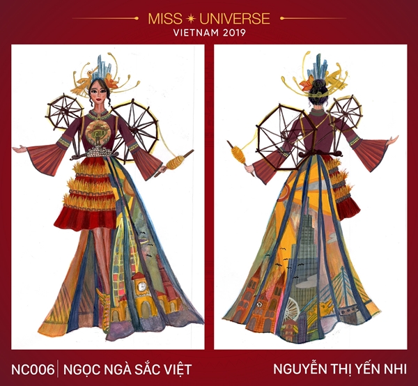 Chiêm ngưỡng những bộ Quốc phục độc đáo của Hoàng Thùy tại Miss Universe 2019 - Hình 6