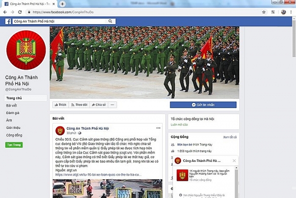 Công an Hà Nội tiếp nhận thông tin về an ninh trật tự qua Facebook - Hình 1