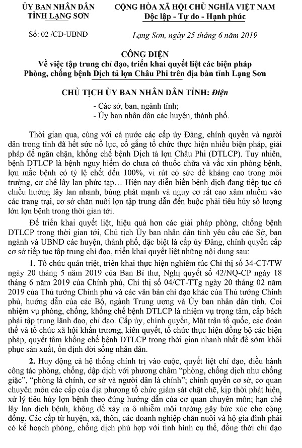 Lạng Sơn triển khai quyết liệt các giải pháp phòng, chống dịch tả lợn châu Phi