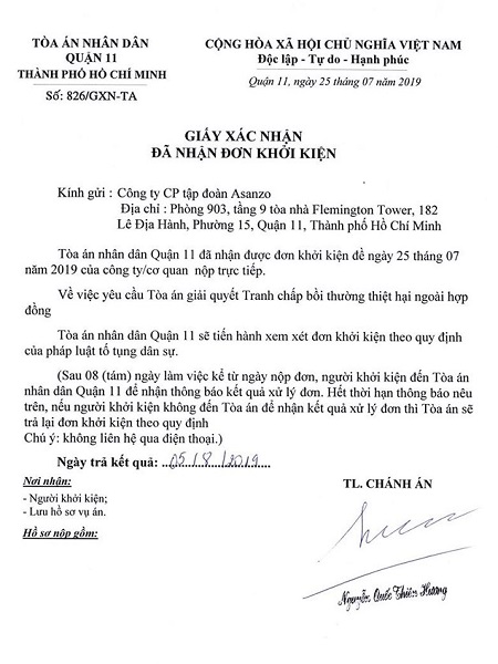 TP. HCM: TAND quận 11 nhận đơn Asanzo khởi kiện báo Tuổi trẻ