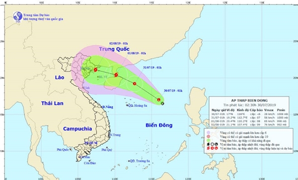 Dự báo thời tiết 30/7: Áp thấp nhiệt đới trên Biển Đông