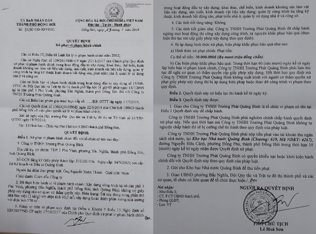 Quảng Bình: Doanh nghiệp bị xử phạt 30 triệu đồng vì xây dựng công trình không phép