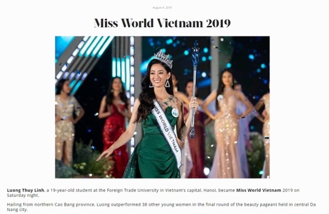 Báo chí quốc tế đồng loạt đưa tin về Miss World Việt Nam Lương Thuỳ Linh - Hình 2