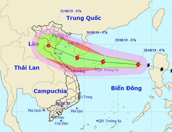 Dự báo hướng đi của bão số 4