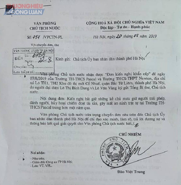 Văn phòng Chủ tịch nước giao UBND TP Hà Nội vào cuộc xác minh và làm rõ vụ việc