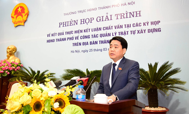Ông Nguyễn Đức Chung, Chủ tịch UBND TP. Hà Nội phát biểu tại Phiên giải trình