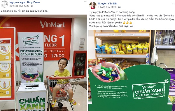 Nhiều khách hàng thích thú chụp hình checkin tại các điểm “Chuẩn xanh” của siêu thị VinMart và VinMart+