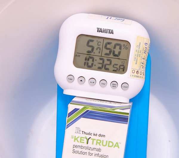 Thuốc miễn dịch Keytruda tại Vinmec được bảo quản trong độ lạnh 2-8 độ C, độ ẩm dưới 70 % đảm bảo chất lượng tối đa khi đưa vào điều trị