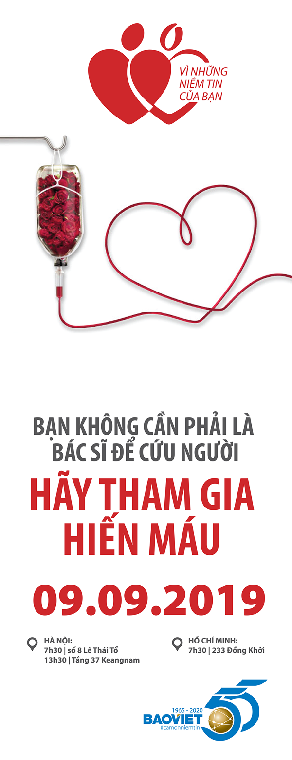 Tập đoàn Bảo Việt phối hợp với cùng Đoàn Khối Doanh nghiệp Trung ương, Viện Huyết học - Truyền máu Trung ương tổ chức chương trình hiến máu tình nguyện “Bảo Việt - Vì những niềm tin của bạn” lần thứ 5