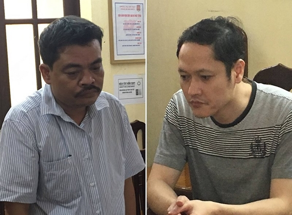 Nguyễn Thanh Hoài (trái) và Vũ Trọng Lương - Hai bị can trong vụ gian lận điểm thi tại tỉnh Hà Giang (Ảnh 24h)