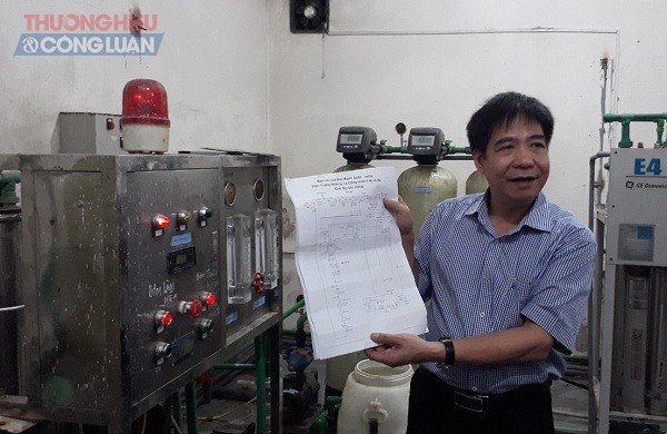 Tiến sỹ L&ecirc; Thanh Hải - Viện trưởng Viện Trang thiết bị v&agrave; c&ocirc;ng tr&igrave;nh y tế tr&igrave;nh b&agrave;y luận điểm khoa học tại c&ocirc;ng tr&igrave;nh phục dựng