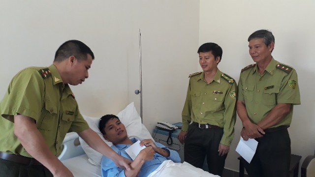 Chi cục Kiểm L&acirc;m Thừa Thi&ecirc;n Huế thăm nh&acirc;n vi&ecirc;n kiểm l&acirc;m bị l&acirc;m tặc đ&aacute;nh trọng thương