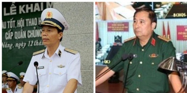 Chuẩn đô đốc Nguyễn Trọng Bình và Trung tướng Phùng Sĩ Tấn