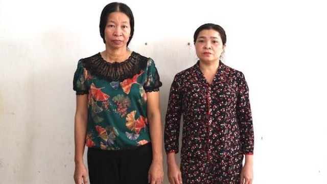 Lê Thị Yến và Nguyễn Thị Linh tại cơ quan điều tra