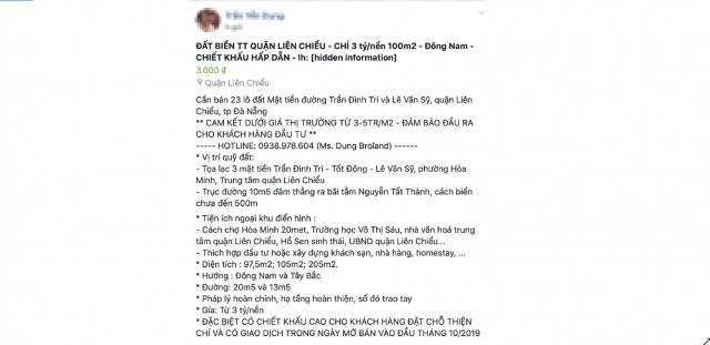 Đà Nẵng: Cảnh báo rao bán đất nền trên facebook