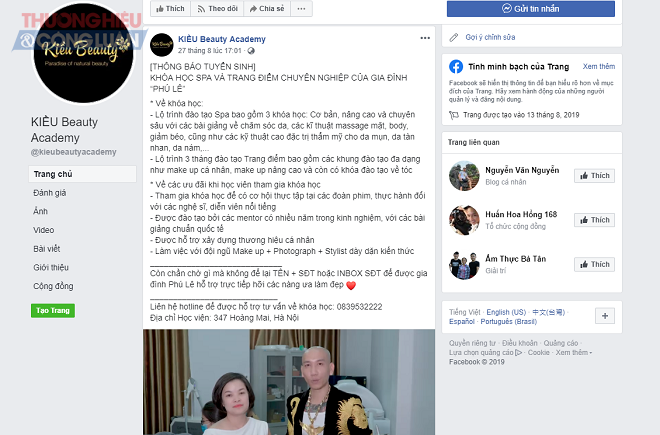 Quảng cáo trên Facebook ngày 27/8/2019