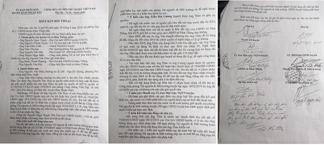 Bi&ecirc;n bản đối thoại ng&agrave;y 26/8/2019 kh&ocirc;ng hề c&oacute; nội dung của Ph&ograve;ng t&agrave;i nguy&ecirc;n v&agrave; M&ocirc;i trường huyện H&agrave;m Thuận Bắc