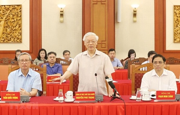 Tổng Bí thư, Chủ tịch nước Nguyễn Phú Trọng phát biểu tại hội nghị (Ảnh: TTXVN)