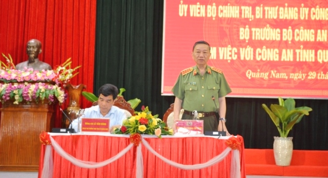 Bộ trưởng Bộ Công an làm việc với lãnh đạo Công an tỉnh Quảng Nam