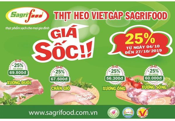 Sagrifood giảm giá sốc 25% từ 4 - 27/10/2019
