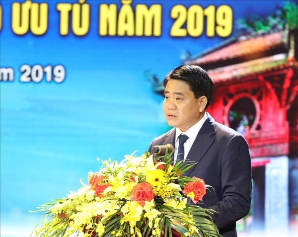 Chủ tịch UBND TP. Hà Nội, Nguyễn Đức Chung phát biểu tại hội nghị