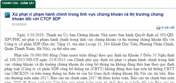 Th&ocirc;ng b&aacute;o quyết định xử phạt (Ảnh chụp m&agrave;n h&igrave;nh)