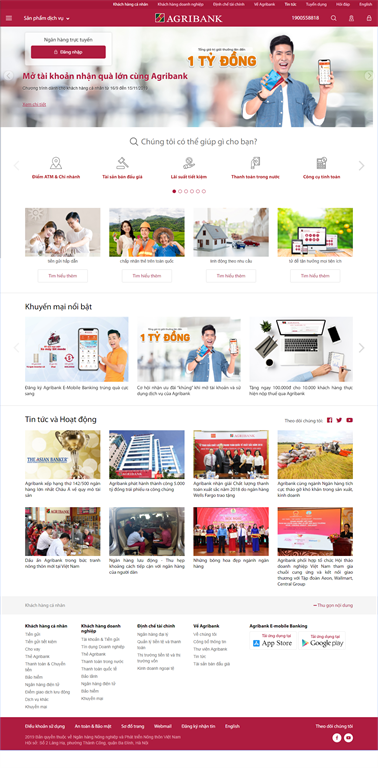 Agribank ra mắt website giao diện mới