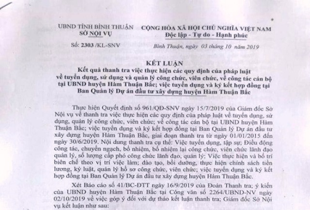 Bình Thuận: Nhiều thiếu sót, sai phạm trong việc tuyển dụng, quản lý công chức tại Hàm Thuận Bắc