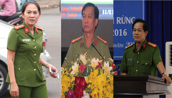 Từ trái qua: đại tá Trần Thị Ngọc Thuận, đại tá Lý Quang Dũng và đại tá Nguyễn Văn Kim