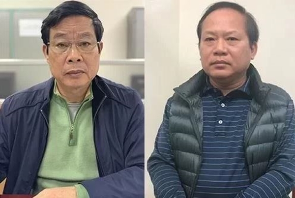 Ông Nguyễn Bắc Son (trái), Trương Minh Tuấn tại cơ quan điều tra khi bị bắt vào tháng 2 (Ảnh: Bộ Công an)