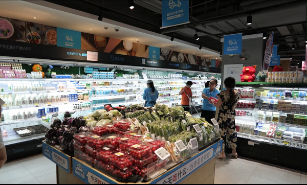 Bên trong một siêu thị thông minh Hema tại tỉnh Hồ Nam, nơi sản phẩm Vinamilk đã có mặt từ tháng 09/2018
